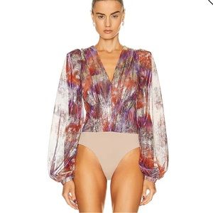 PATBO Tie Dye Lurex Plunge Bodysuit
